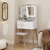 ELECWISH 28.5" White Makeup Vanity Desk Set with Adjustable LED Mirror & Stool - 3-Tone Lighting, 3 Drawers, Movable Shelves - 2 of 4