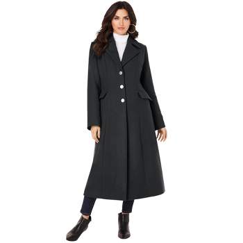 Roaman's Women's Plus Size Long Wool-Blend Coat