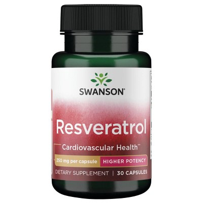 Swanson Ultra Resveratrol Higher-Potency Vitamin Supplement, Supports Cellular Longevity, Immune & Cardiovascular Health, 30 Capsules.