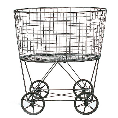 Metal Vintage Laundry Basket with Wheels - 3R Studios