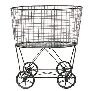 Metal Vintage Laundry Basket with Wheels - Storied Home: Garment Storage, Multipurpose Basket - 1 of 3