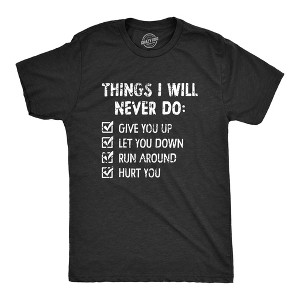 Mens Things I Will Never Do T Shirt Funny Song List Parody Tee For Guys - Crazy Dog Men's T Shirt - 1 of 4