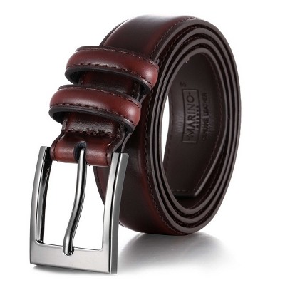 Mio Marino Men's Dual Loop Leather Belt, Mahogany Size : 40 (waist: 38 ...