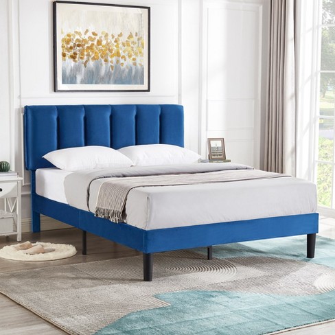 Vecelo Bed Frame With Upholstered Headboard, Platform Mattress ...