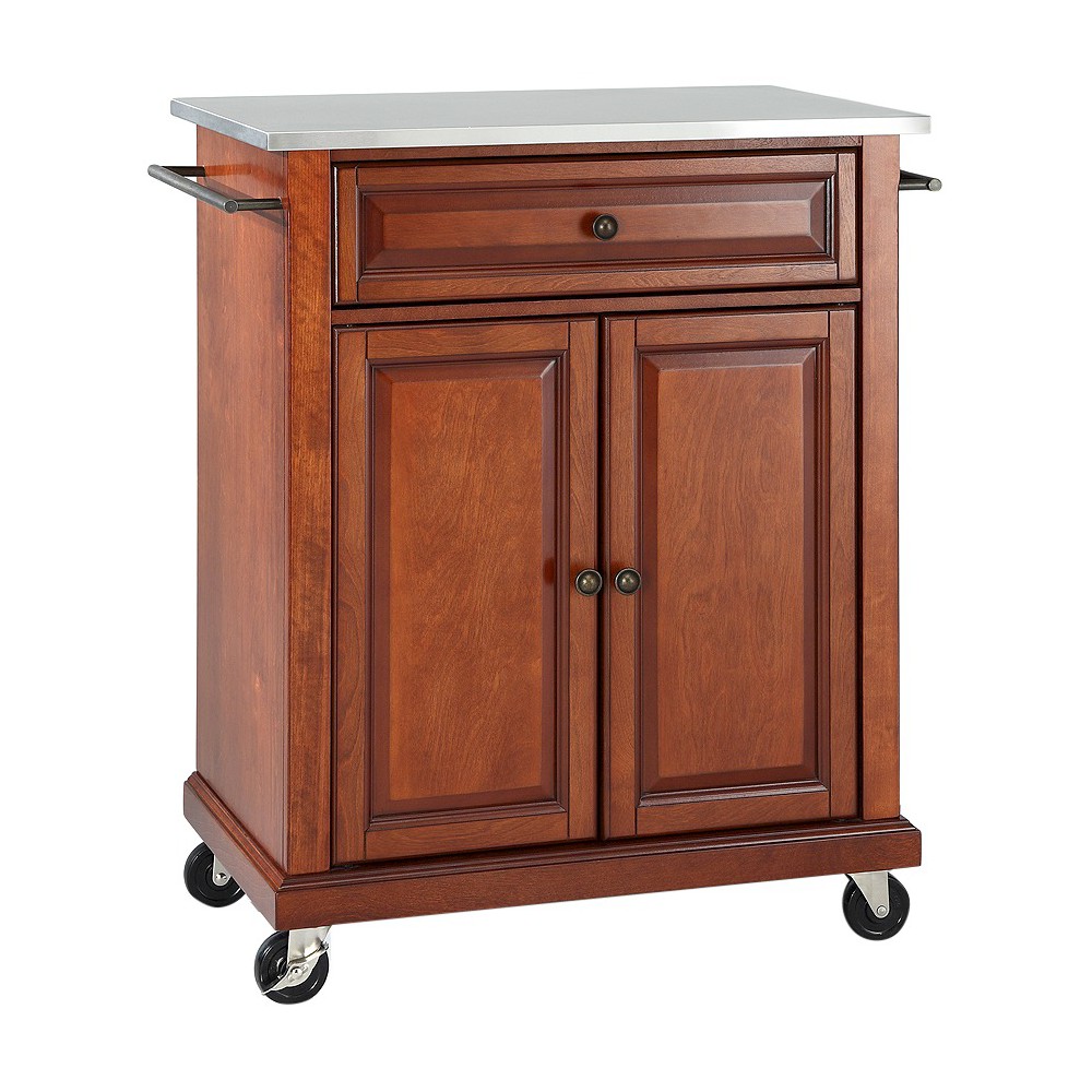 Stainless Steel Top Portable Kitchen Cart/Island Classic Cherry Crosley, Red