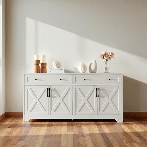 61" Multifunctional TV Cabinet with Large Storage, TV Stand for Living Room, Bedroom, or Office - 1 of 4
