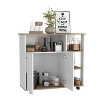 ORRD Kitchen Island with Wheels, Light Oak & White Mobile Island with Cabinet & 4 Shelves, Rolling Kitchen Cart with Locking Casters - 4 of 4