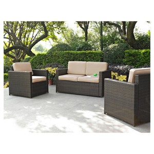 Palm Harbor 3pc All-Weather Wicker Patio Seating Set Sand - Crosley - 1 of 4