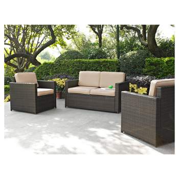 Palm Harbor 3pc All-Weather Wicker Patio Set - UV-Resistant, Fade-Resistant, Durable Steel Frame - Crosley
