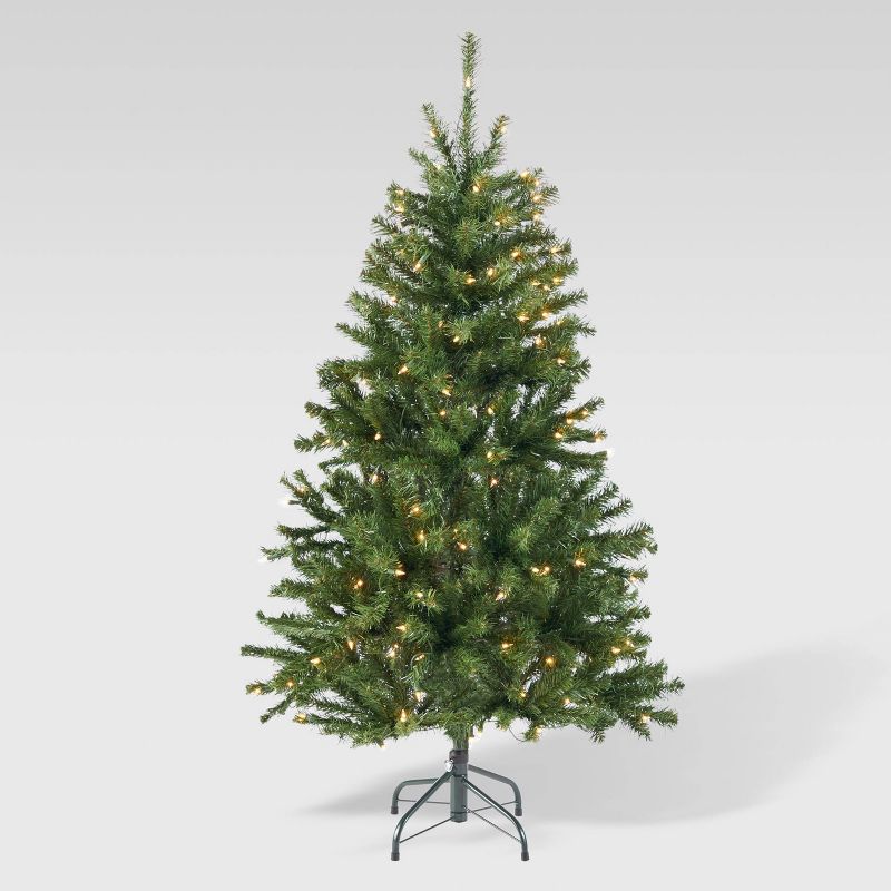 4.5ft Noble Fir Hinged Artificial Christmas Tree Clear Lights - Christopher Knight Home, 1 of 8