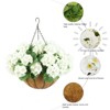 2 Set Artificial Outdoor Geraniums Flowers with Brown Basket, 12 Pcs Geraniums Flowers for Christmas, Front Porch, Garden, Patio, Home Decor, Pink - 4 of 4