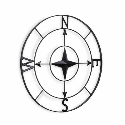 HomeRoots Black Metal Compass Shaped Wall Decor