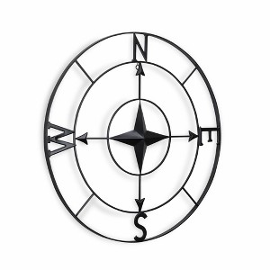 HomeRoots Black Metal Compass Shaped Wall Decor - 1 of 4