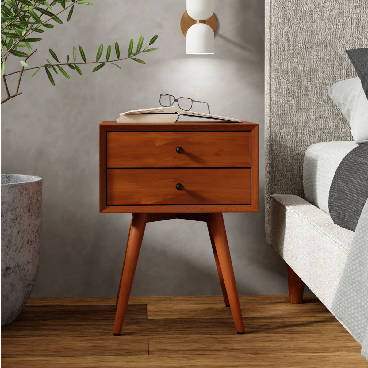 Flynn Small 1-Drawer Nightstand in Chestnut | Alpine Furniture