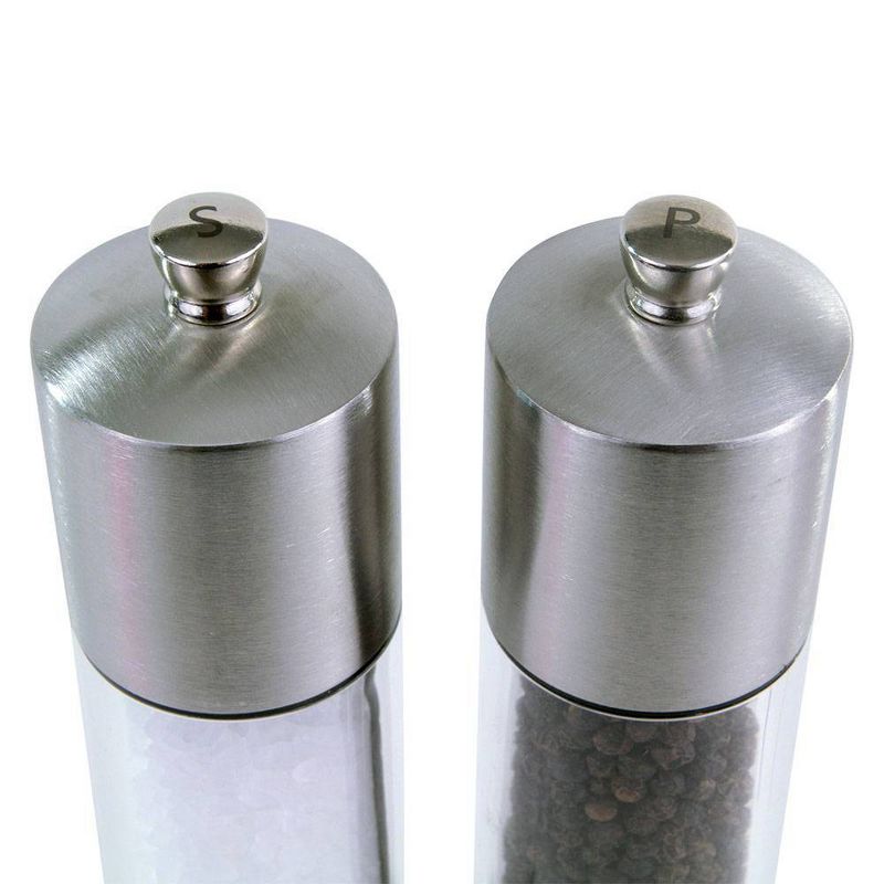 Cole &#38; Mason 8&#34; Stainless Steel Salt and Pepper Mill Set, 3 of 9
