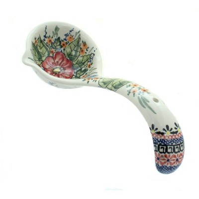 Blue Rose Polish Pottery Floral Butterfly Soup Ladle