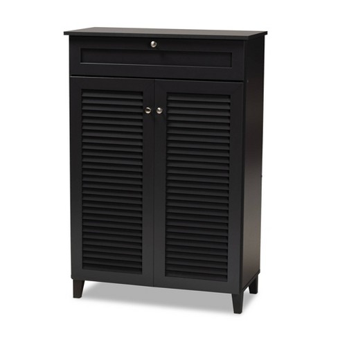 Shelf Wood Shoe Storage Cabinet With Drawer Coolidge Black