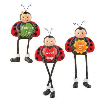 Collections Etc Hand-Painted Adorable Ladybug Sitters - Set of 3 3 X 1.5 X 6.5