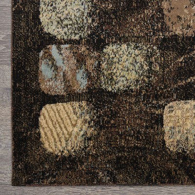 Charcoal Synthetic 98" Round Hand-Knotted Area Rug