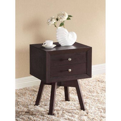 Warwick Brown 2-Drawer Modern Nightstand with Silver Knobs