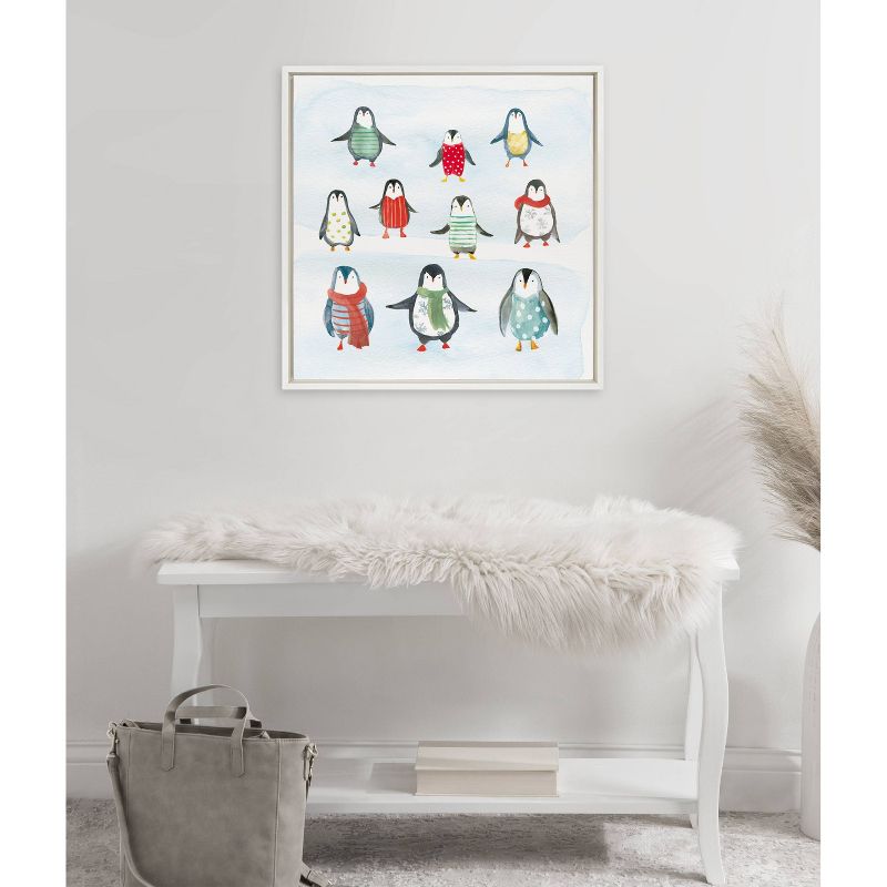 Kate &#38; Laurel All Things Decor 22&#34;x22&#34; Sylvie Friend Zone Winterwonder Penguins Framed Canvas Wall Art by House of Turnowsky, 2 of 7