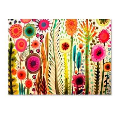 Bright Multicolor Floral Canvas Art in Large Rectangular Frame