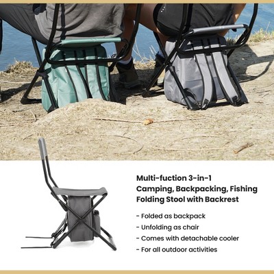 Granite Grey Multi-Function 3-in-1 Camp Chair with Cooler