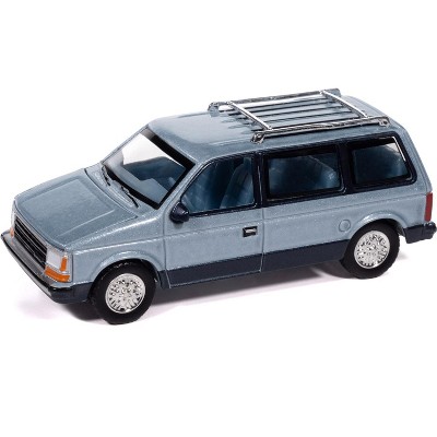 1987 Plymouth Voyager Van Ice Blue Metallic & Twilight Blue Met 2-Tone w/Blue Interior 1/64 Diecast Model Cars by Auto World