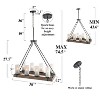 LNC Laius 8-Light 30" Black and Wood Mordern Farmhouse Rectangle Chandelier,with 8 Froested Glass Shade - 3 of 4
