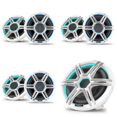 Garmin Fusion 3 Pairs Apollo AP-FL77SPW 7.7" LED Marine Speakers Sport Grills, White, Pair with Garmin Fusion Apollo AP-SL10SPW 10" LED Marine Subw...