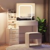 Vanity Desk with Mirror , Makeup Vanity Desk with Sliding Lighted Mirror, Dressing Table with 4 Drawers, Storage Shelves & Cushioned Stool - 2 of 4