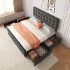 Tackview Bed Frame with 4 Storage Drawers and Headboard, Linen Upholstered Platform Bed Frame with Wooden Slats Support - 2 of 4
