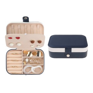 Unique Bargains Travel Portable PU Leather Jewelry Box for Women's Gifts for Earring Necklace - 1 of 4