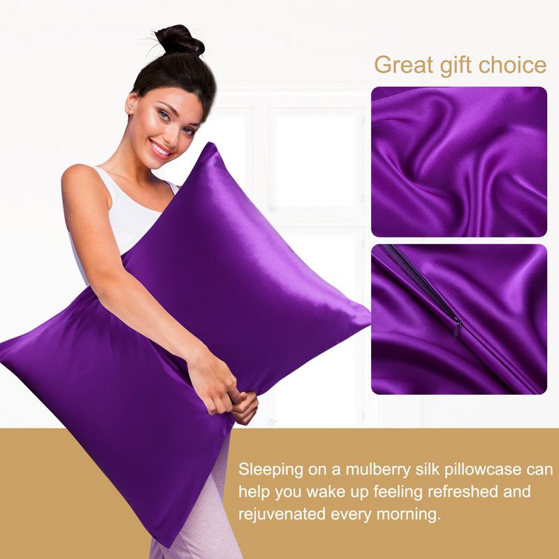 1 Pc 100% Mulberry Silk Fabric Pillow Case - PiccoCasa, 6 of 8
