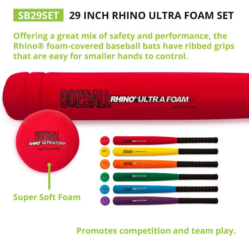 Champion Sports Rhino® Ultra Foam 29-Inch Bat & Ball Set, Set of 6, 3 of 5