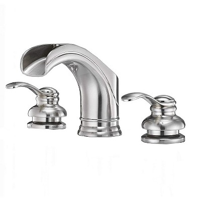 BWE 8 in. Waterfall Widespread 2-Handle Bathroom Faucet With Pop-up Drain Assembly in Spot Resist