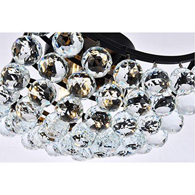 Corona 12-Inch Black and Crystal Flush Mount Light