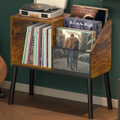 MOEPISY Record Player Stand with Storage, 3-Tier Step Vinyl Record Storage Holder up to 200 Albums