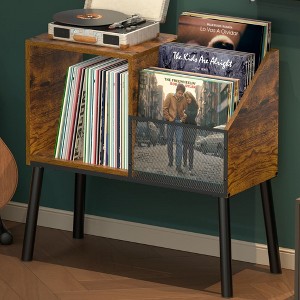 MOEPISY Record Player Stand with Storage, 3-Tier Step Vinyl Record Storage Holder up to 200 Albums - 1 of 4