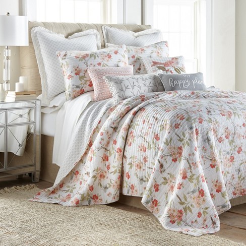 Levtex Home Floral 3 Piece Quilt Sets, Full/Queen with Pillow Shams 