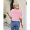 Womens Cropped Cardigan Tie Front Short Sleeve V Neck Tops Ribbed Knit Sweater Cardigan Open Front Cardigan Tie Front Soft Tops,Light Pink - 2XL - 2 of 4