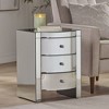Mirrored Nightstand, Modern Side Table With 3 Drawers, Transparent Desktop, Bedside Table Chest Of Drawers - 2 of 4