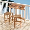 Tangkula 6 PCS Acacia Wood Balcony Table Set w/ Shelf Footrest Curved Wood Seat - 3 of 4