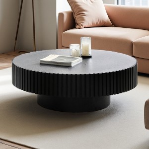 35.43" MDF Handcrafted Drum Coffee Table - 1 of 4