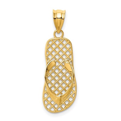 Black Bow Jewelry 14k Yellow Gold Large Mesh Flip Flop Pendant