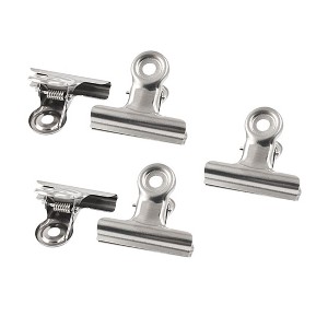 Unique Bargains Spring-Loaded Design Metal File Binder Clips Clamps Silver Tone 5 Pcs 2" Width - 1 of 4