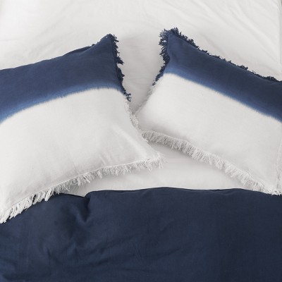 Aster Two-Tone Indigo and White Cotton Standard Sham