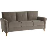 Dunleith Modern Contemporary Velvet Tufted Sofa in Brown and Walnut - Lexicon