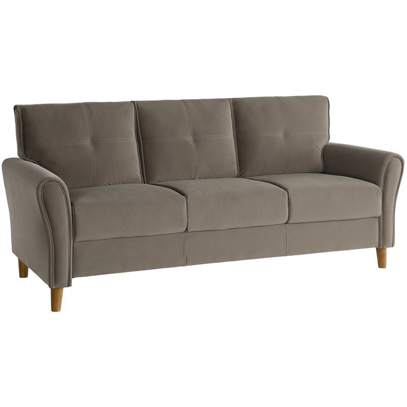 Dunleith Modern Contemporary Velvet Tufted Sofa in Brown and Walnut - Lexicon, 1 of 7