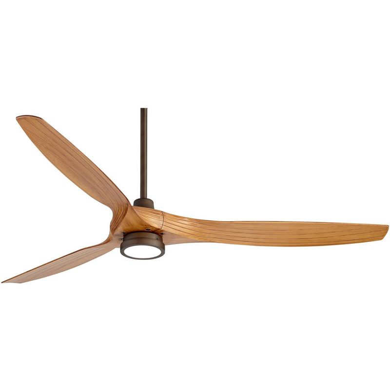 60" Casa Vieja Modern Rustic Indoor Outdoor Ceiling Fan with Light LED Remote Rubbed Bronze Walnut Finish Blades Damp Rated for Patio, 1 of 10